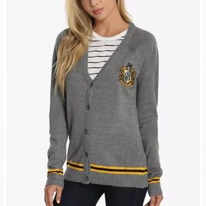 Harry Potter Hufflepuff Cardigan XL BoxLunch Gray House Crest Sweater Unisex